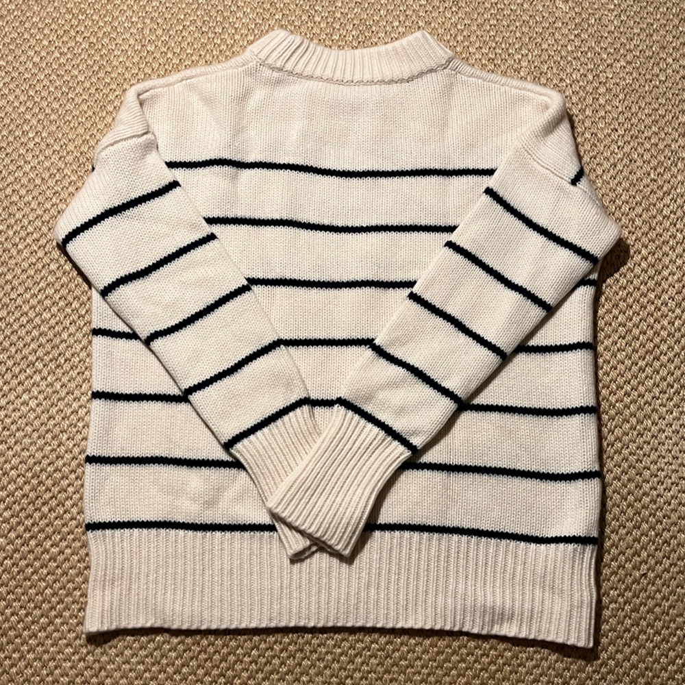 La Ligne Marin Sweater | US M | Cream/Navy Striped Wool & Cashmere Crewneck - Picture 4 of 16